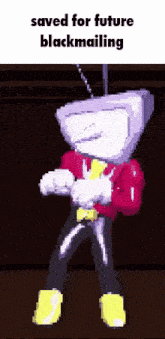 a cartoon character is dancing with the words saved for future blackmailing written below him
