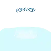 an illustration of a penguin in the water with the words pool day below it