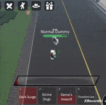 a screenshot of a video game with a normal dummy in the middle of the screen