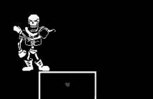 a skeleton is standing in front of a lightning bolt and a speech bubble .