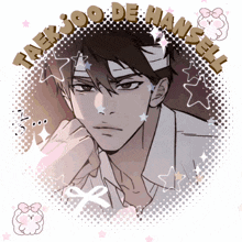 a drawing of a man with a bandage on his head and the words tae kwon de hansel