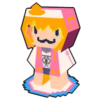 a pixel art drawing of a girl with a mustache and a crown on her head