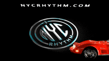 an ad for nycrhythm.com with a red car in the foreground