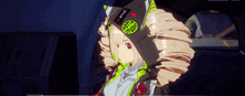 a cartoon character with a sticker on her head that says coil studios