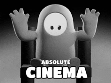 a cartoon character sitting in a chair with the words absolute cinema above him