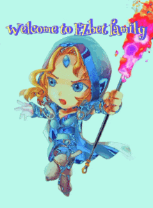 a cartoon character with the words welcome to tibet family