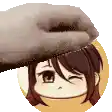 a hand is petting a girl 's head in a cartoon .