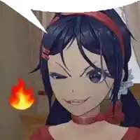a close up of a anime girl with a speech bubble .