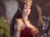 a blurry picture of a woman with a crown on her head