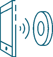 a line drawing of a cell phone and a wheel