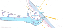 a drawing of a person holding a sword with the hashtag midoeianimations on the bottom