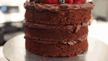 Chocolate Cake Bigger Bolder Baking GIF - Chocolate Cake Bigger Bolder Baking Strawberry GIFs