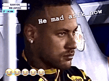 a man with the words he mad asfk now on his head