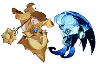 a cartoon drawing of a cookie cone and a blue cookie with wings