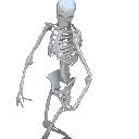 a 3d model of a skeleton with a white background