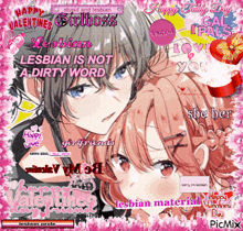 a picture of a girl and a boy with the words lesbian is not a dirty word on it