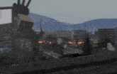 a blurry picture of a city with mountains in the background and a telephone with the number 200 on it