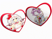 two hearts with a picture of a girl inside of them