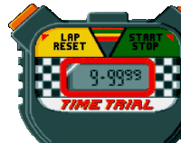 a digital stopwatch that says time trial on the front