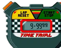 a digital stopwatch that says time trial on the front
