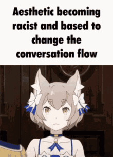 aesthetic becoming racist and based to change the conversation flow with a picture of a cat girl