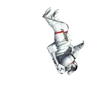 an astronaut is falling through the air with the number 3 on his suit