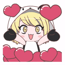 blonde big eyes anime heart love