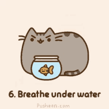 Breath Under Water Pusheen GIF - Breath Under Water Pusheen Smile GIFs