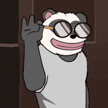 a cartoon of a panda wearing sunglasses and a white shirt