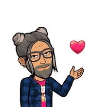 a cartoon of a man holding a red heart in his hand