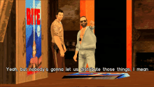 two men standing in front of a poster that says rite