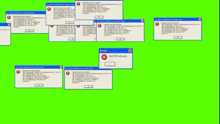 a bunch of error messages are on a green screen