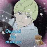 a picture of a boy with the words owned by matias on the bottom
