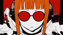 a cartoon of a girl wearing red sunglasses