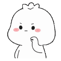 a white cartoon character with a crown on his head is making a funny face and covering his mouth with his hand .