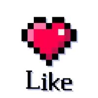 a pixel art heart with the word like underneath it