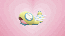 a cartoon worm is laying on a pink heart shaped surface
