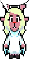 a pixel art of a cat wearing a white dress