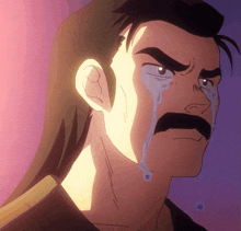 a cartoon of a man with a mustache is crying
