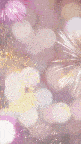 a happy birthday card with fireworks and flowers on it .