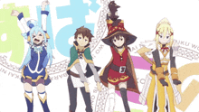 a group of anime characters are standing next to each other with the letter o in the middle