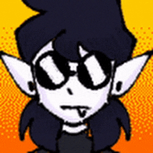 a cartoon drawing of a vampire wearing sunglasses and a tongue sticking out .