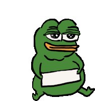 a green frog holding a sign that says ' hong kong ' on it