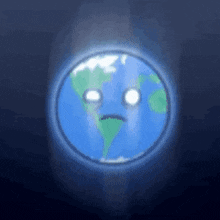 a cartoon of the earth with a sad face on it