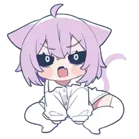 a cartoon drawing of a cat girl with purple hair