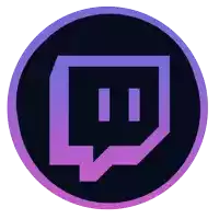 a purple and black twitch logo with a purple border