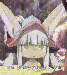 a girl with bunny ears is wearing a hat and says nna yo soy solo de kaiser .
