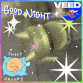a cartoon drawing of a baby sleeping with the words good night sweet dreams