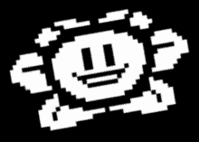 a pixel art of a cloud with a smile on its face .