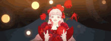 belle anime anime girl flower dress singing